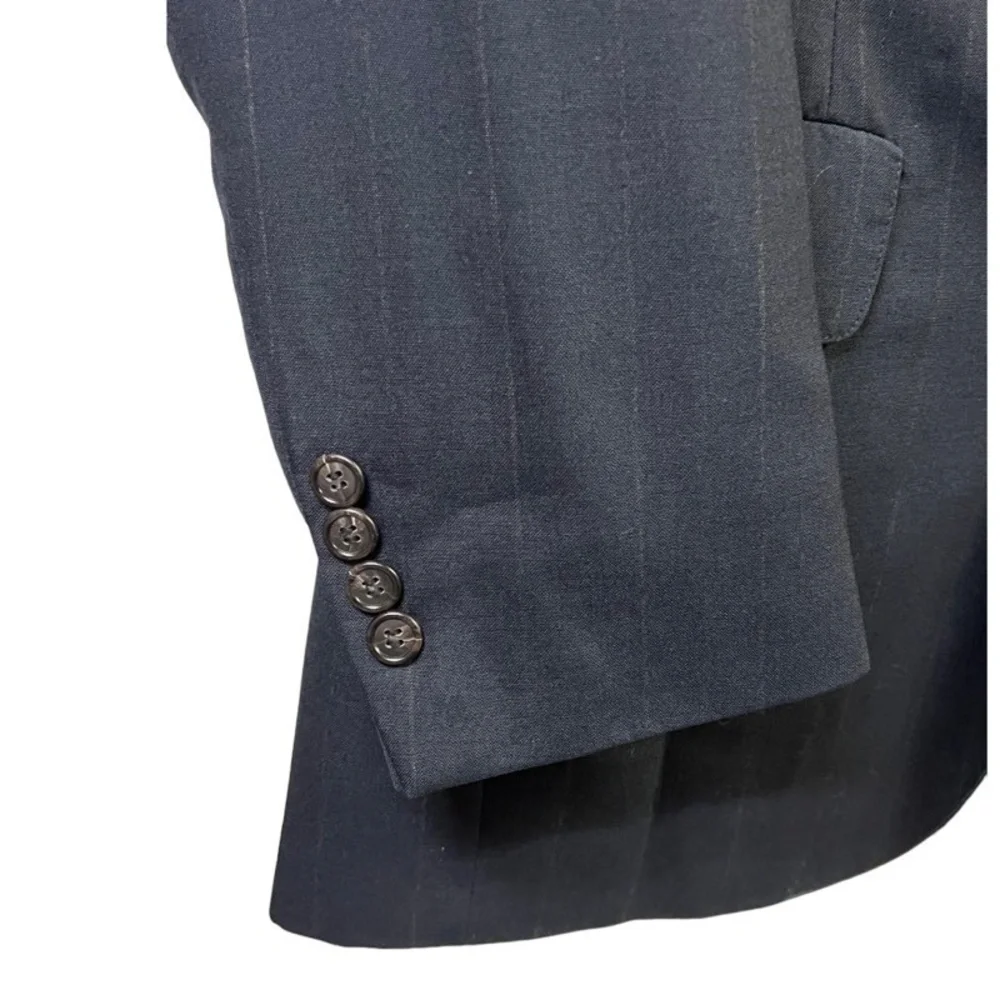 Bill Blass Men's Black Pinstripe Two Button Suit Jacket Classic Professional USA